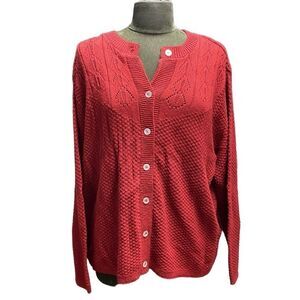 Blair Ladies Button Up Sweater, Size XL,  Red